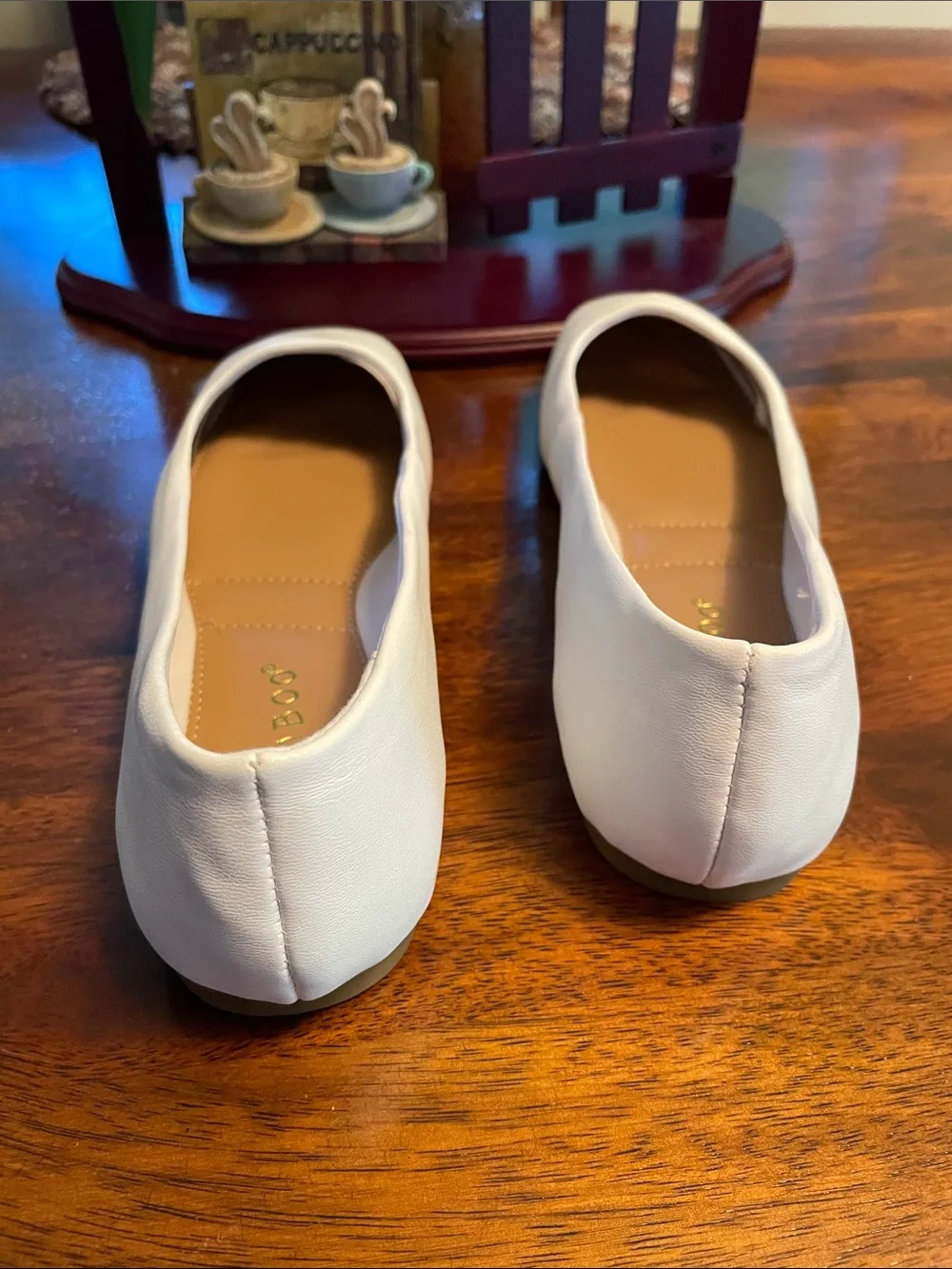 BAMBOO Squared-toe Ballet Flats Women’s 6 EUR 36 White